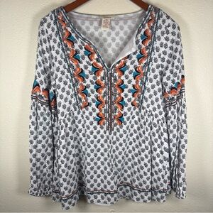 Sundance Adelle embroidered Peasant Top blouse XS Boho Long Sleeve Western